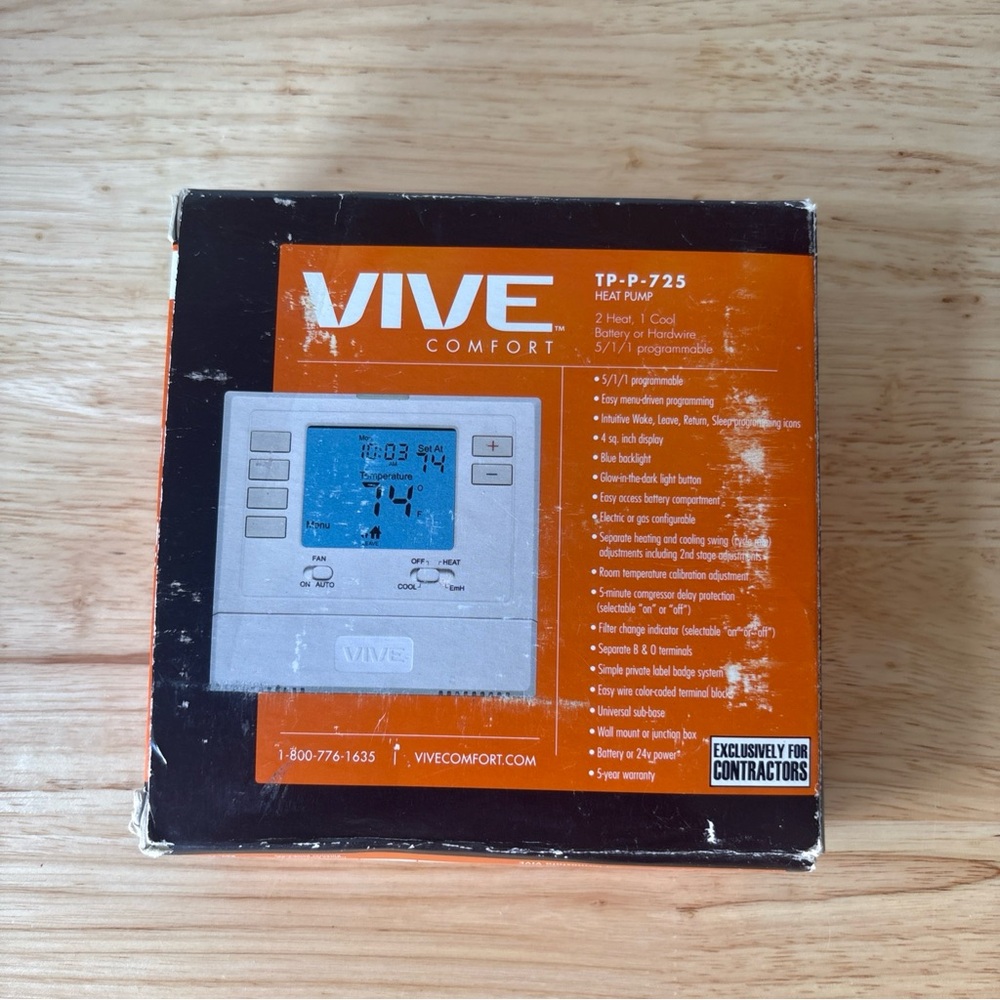 VIVE Comfort TP-P-725 Thermostat | Programmable | New In open box